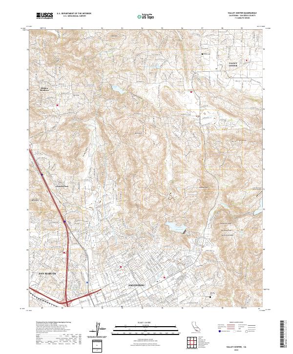 Valley Center, CA — USGS 7.5-minute topo (2022)