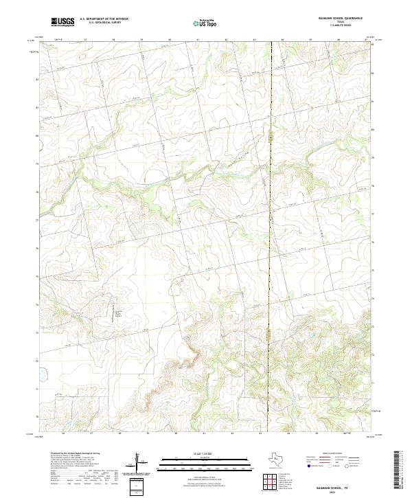 Baumann School, TX — USGS 7.5-minute topo (2022)