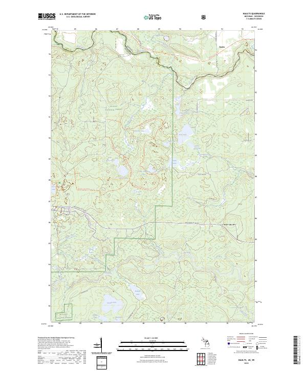 Naults, MI-WI — USGS 7.5-minute topo (2023)