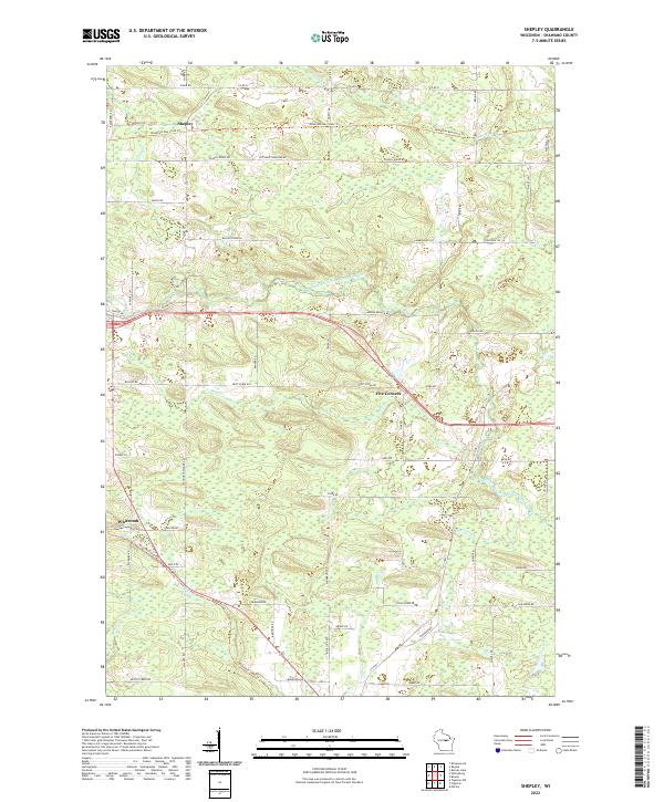Shepley, WI — USGS 7.5-minute topo (2022)