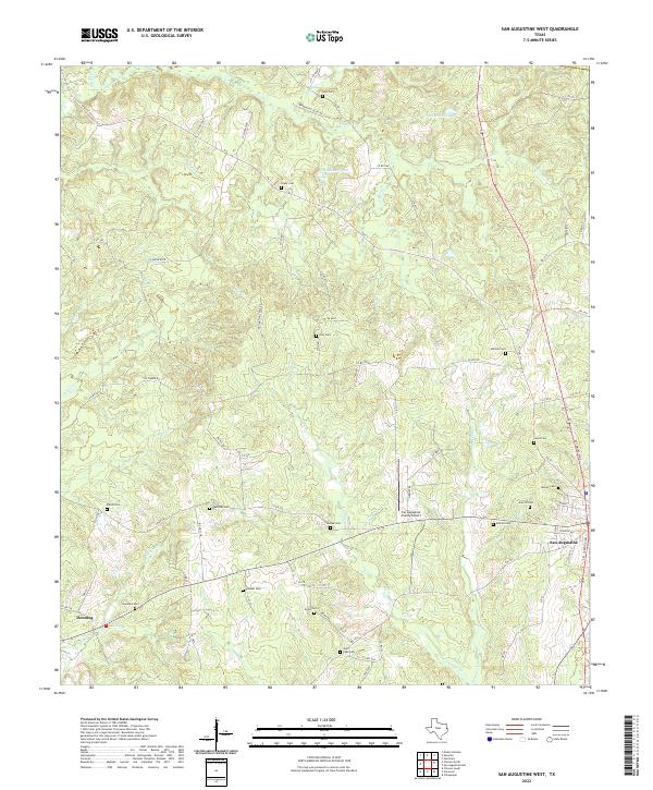 San Augustine West, TX — USGS 7.5-minute topo (2022)