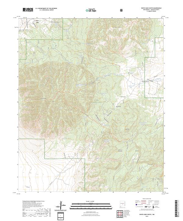 White Oaks South, NM — USGS 7.5-minute topo (2023)