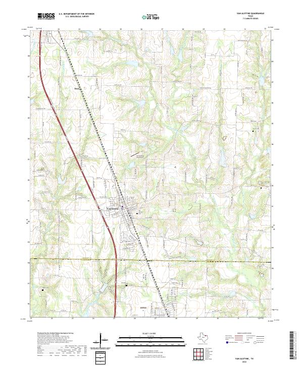 Van Alstyne, TX — USGS 7.5-minute topo (2022)