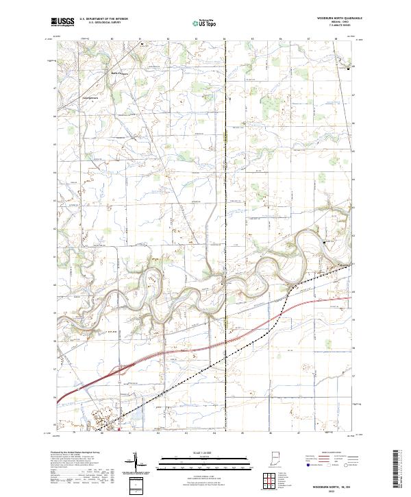 Woodburn North, IN-OH — USGS 7.5-minute topo (2022)