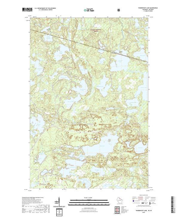 Tenderfoot Lake, WI-MI — USGS 7.5-minute topo (2022)