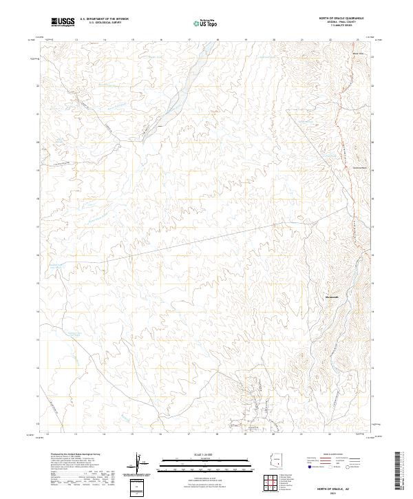 North of Oracle, AZ — USGS 7.5-minute topo (2021)