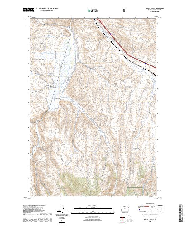 Bowen Valley, OR — USGS 7.5-minute topo (2023)