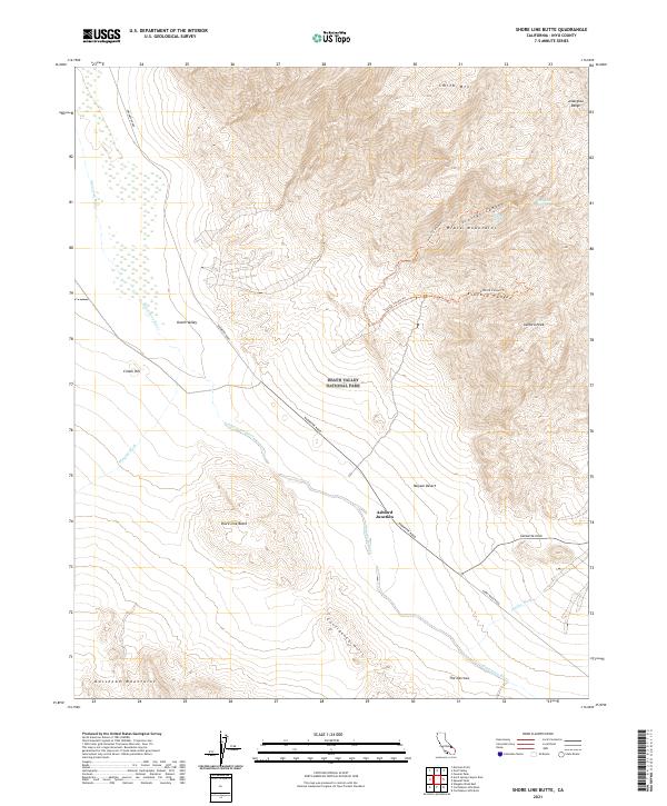 Shore Line Butte, CA — USGS 7.5-minute topo (2021)