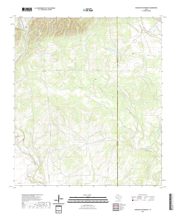 Comanche Waterhole, TX — USGS 7.5-minute topo (2022)