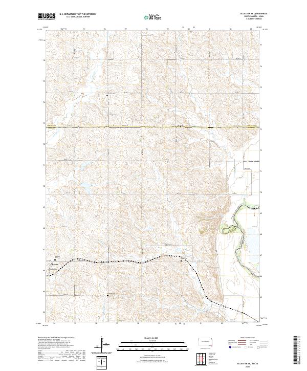 Alcester SE, SD-IA — USGS 7.5-minute topo (2021)