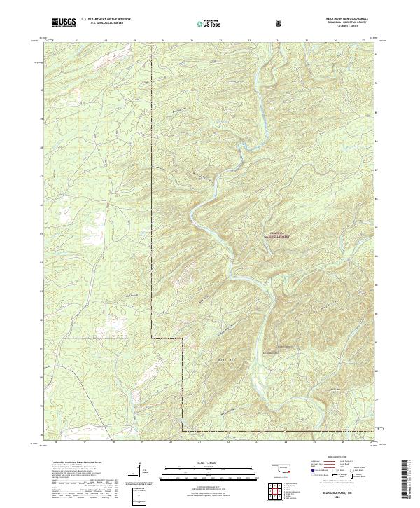 Bear Mountain, OK — USGS 7.5-minute topo (2022)