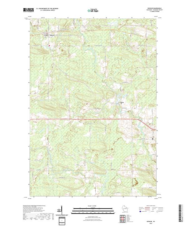 Bowler, WI — USGS 7.5-minute topo (2022)