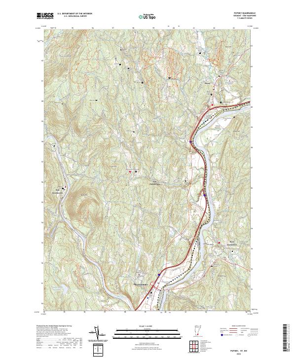 Putney, VT-NH — USGS 7.5-minute topo (2024)