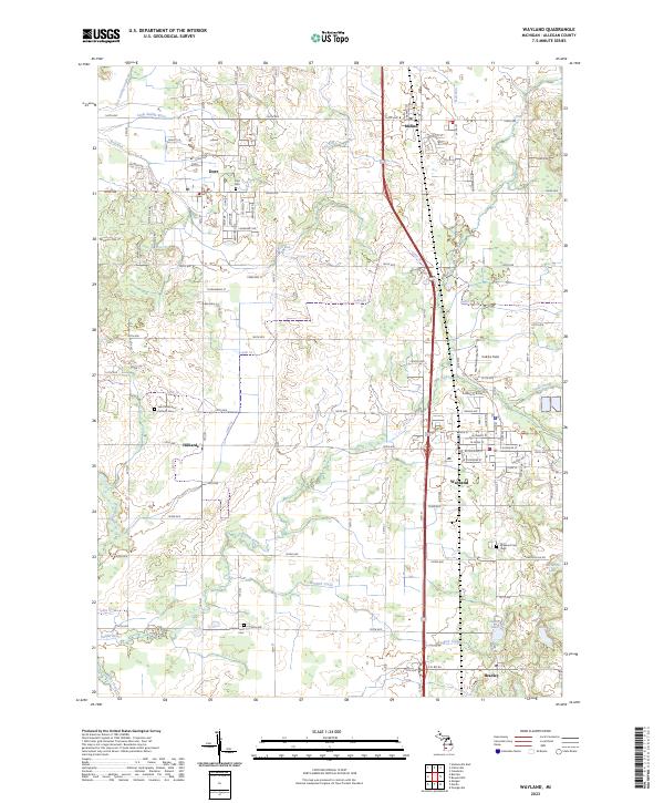 Wayland, MI — USGS 7.5-minute topo (2023)
