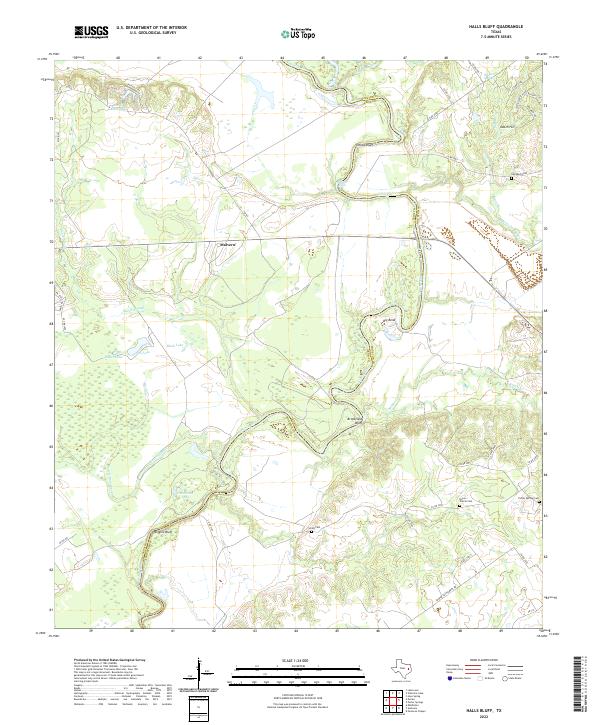Halls Bluff, TX — USGS 7.5-minute topo (2022)
