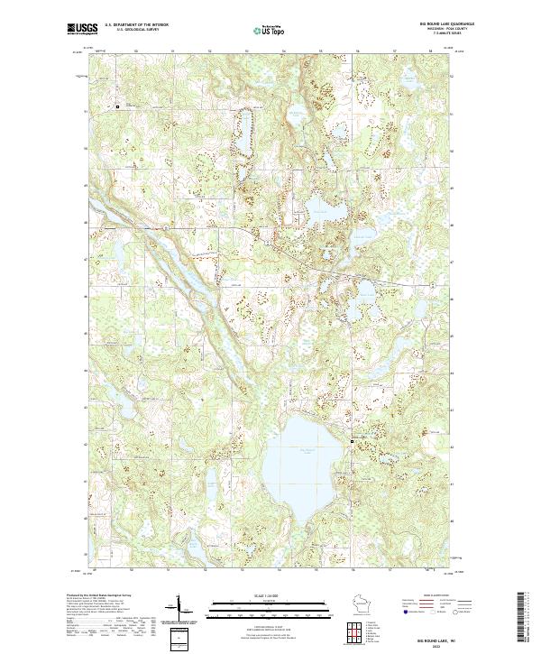 Big Round Lake, WI — USGS 7.5-minute topo (2022)