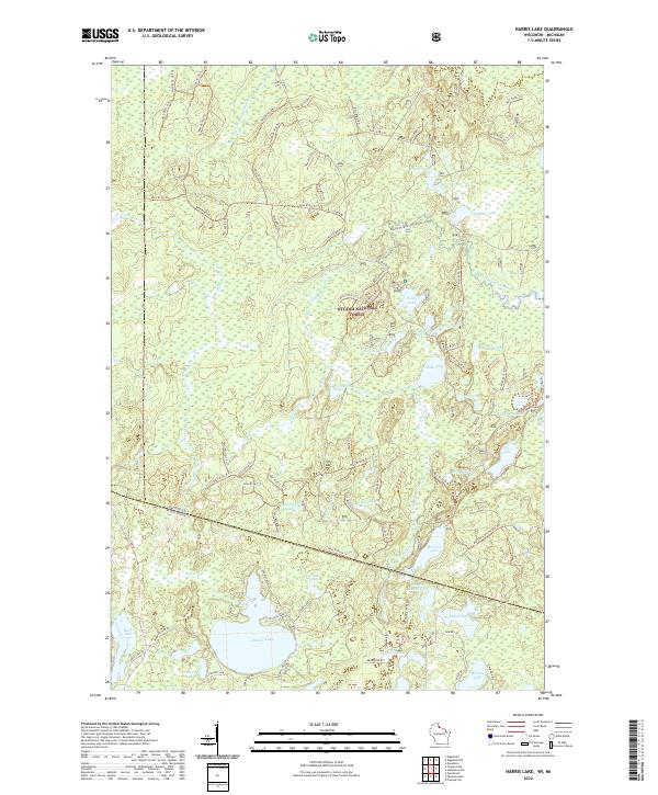 Harris Lake, WI-MI — USGS 7.5-minute topo (2022)