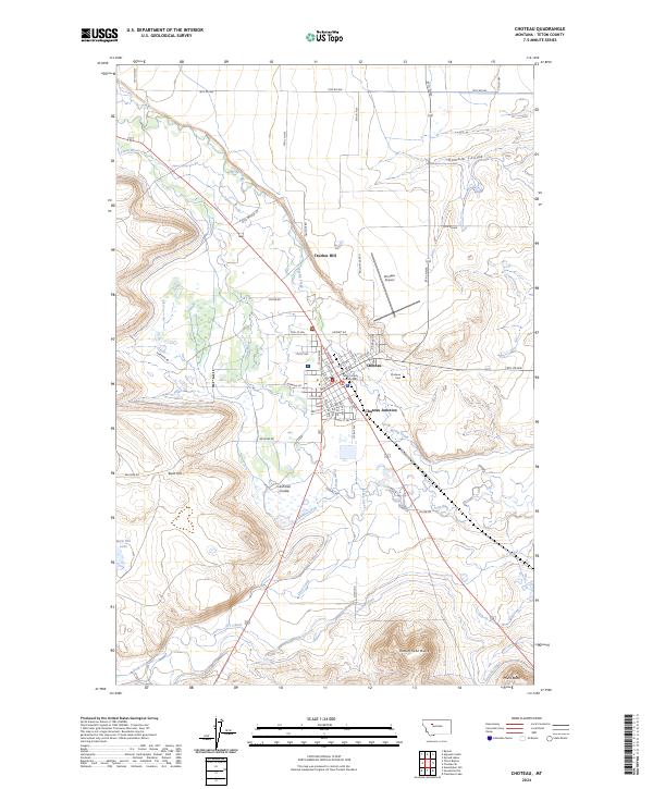 Choteau, MT — USGS 7.5-minute topo (2024)