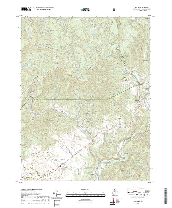 Hillsboro, WV — USGS 7.5-minute topo (2023)