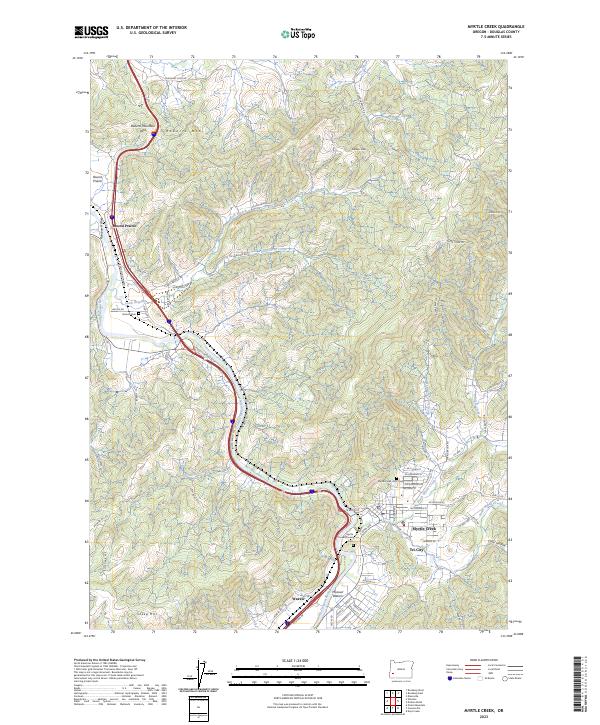Myrtle Creek, OR — USGS 7.5-minute topo (2023)
