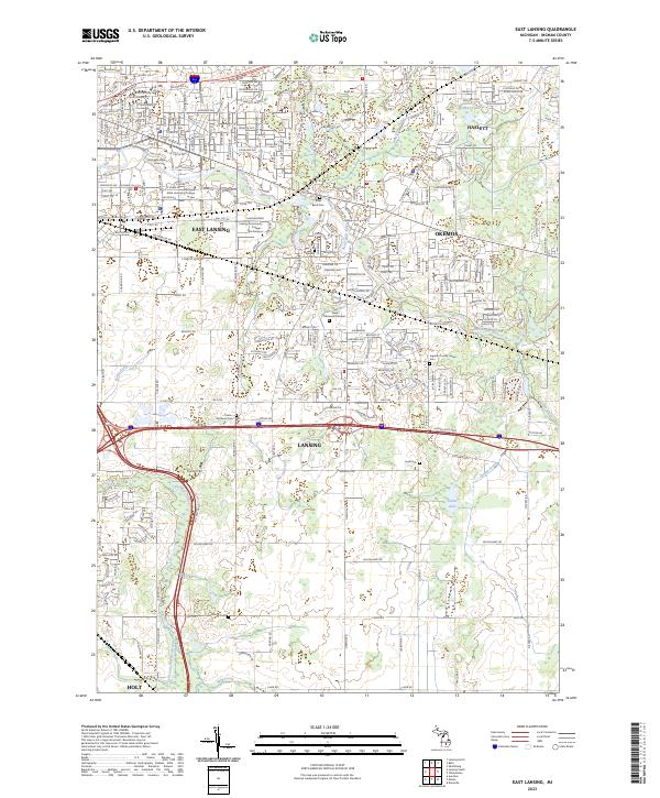 East Lansing, MI — USGS 7.5-minute topo (2023)