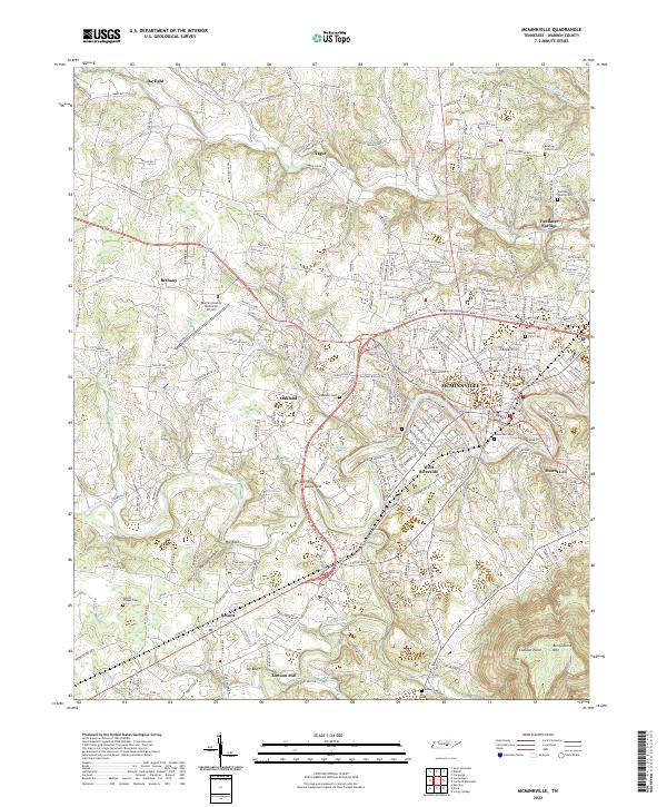 McMinnville, TN — USGS 7.5-minute topo (2022)