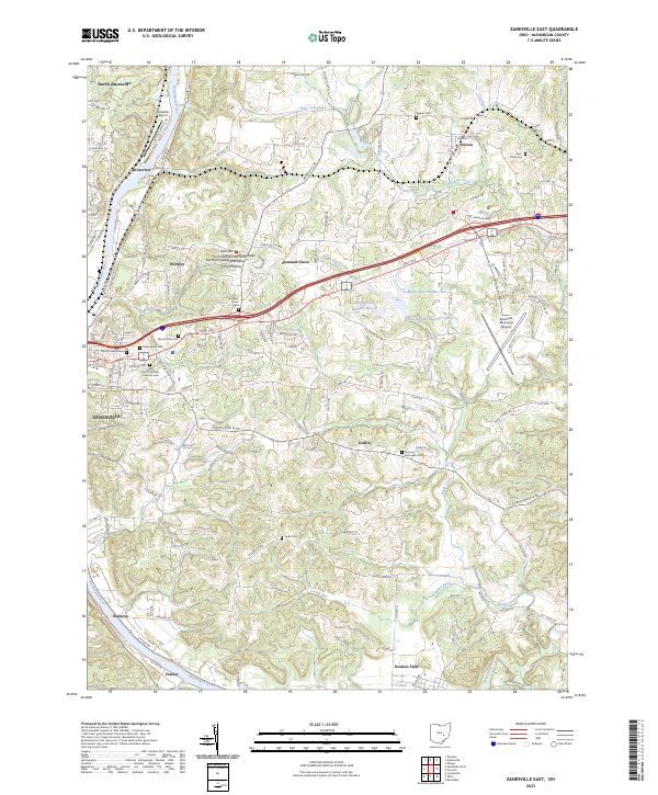 Zanesville East, OH — USGS 7.5-minute topo (2023)