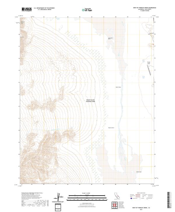 West of Furnace Creek, CA — USGS 7.5-minute topo (2021)