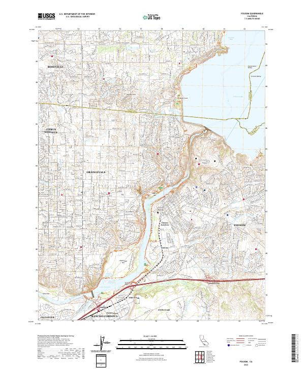 Folsom, CA — USGS 7.5-minute topo (2022)