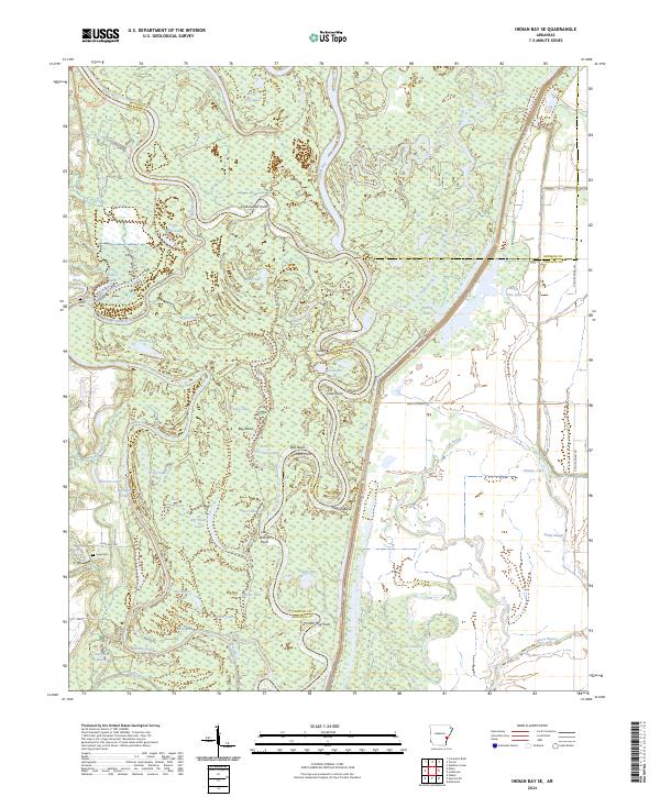 Indian Bay SE, AR — USGS 7.5-minute topo (2024)