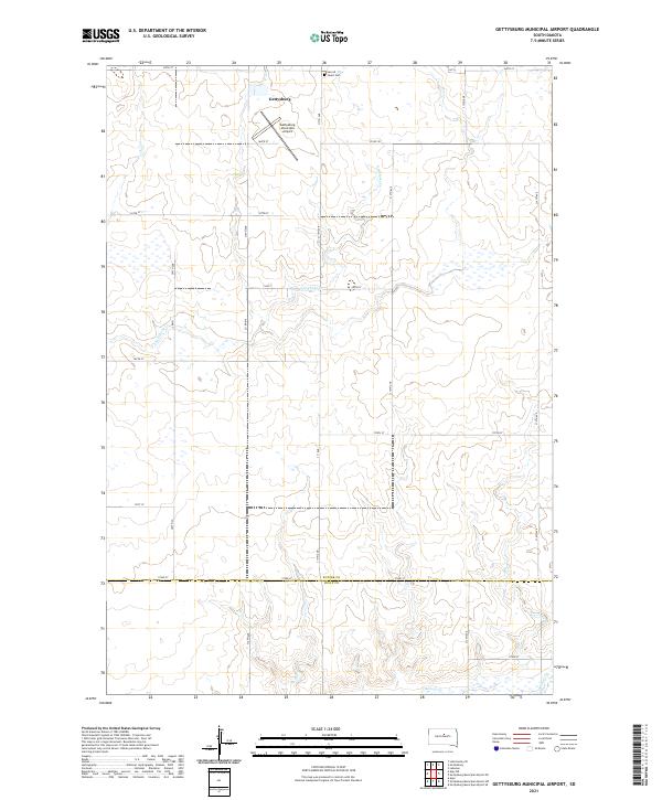 Gettysburg Municipal Airport, SD — USGS 7.5-minute topo (2021)