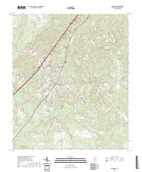 Evergreen, AL — USGS 7.5-minute topo (2024)