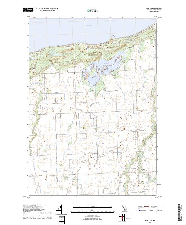 Rush Lake, MI — USGS 7.5-minute topo (2023)