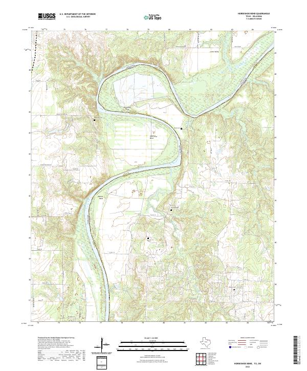 Horseshoe Bend, TX-OK — USGS 7.5-minute topo (2022)