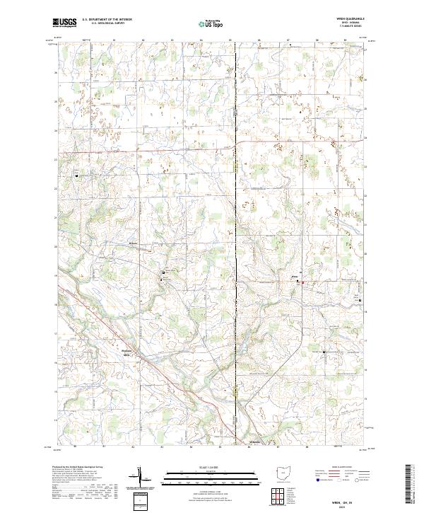 Wren, OH-IN — USGS 7.5-minute topo (2023)
