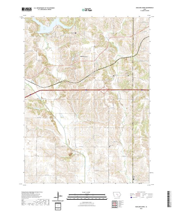 Oakland Acres, IA — USGS 7.5-minute topo (2022)