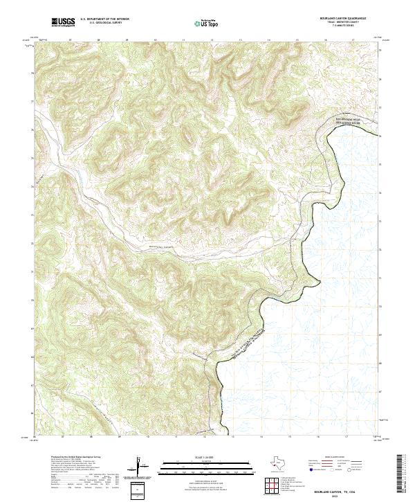 Bourland Canyon, TX,COA, US — USGS 7.5-minute topo (2022)