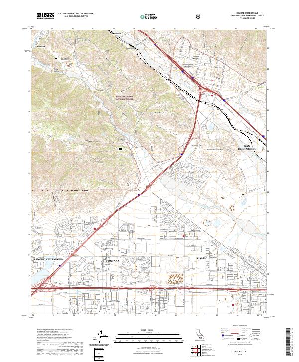 Devore, CA — USGS 7.5-minute topo (2021)