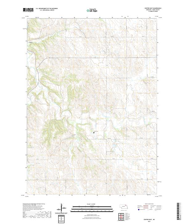 Center East, NE — USGS 7.5-minute topo (2021)