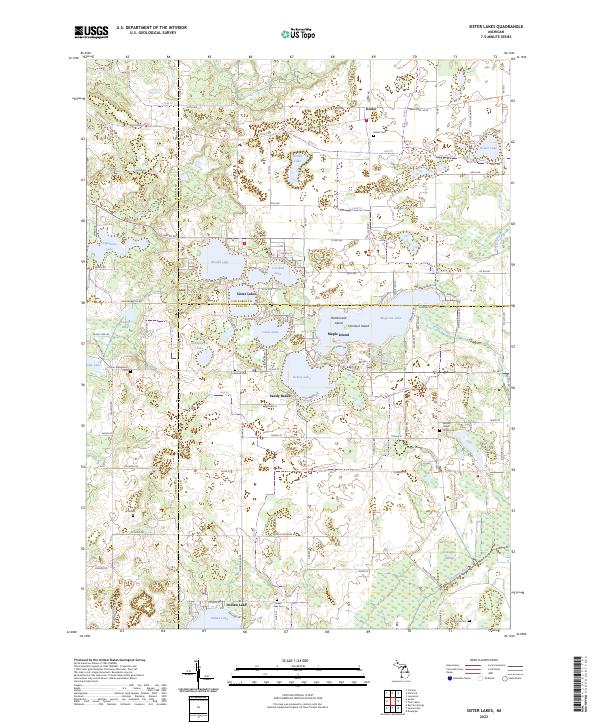 Sister Lakes, MI — USGS 7.5-minute topo (2023)
