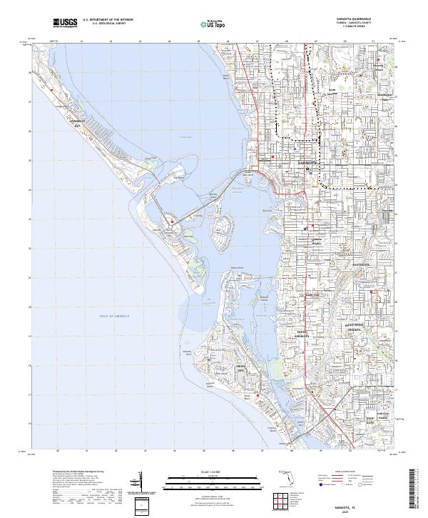 Sarasota, FL — USGS 7.5-minute topo (2025)