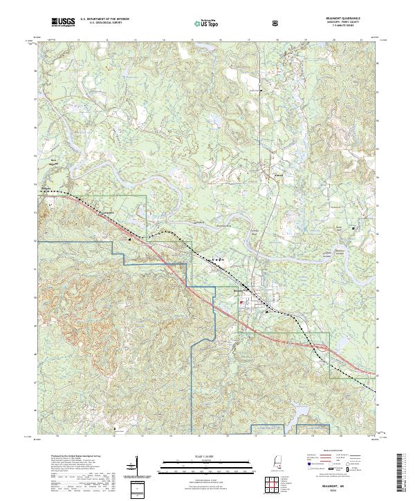 Beaumont, MS — USGS 7.5-minute topo (2024)