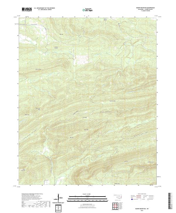 Baker Mountain, OK — USGS 7.5-minute topo (2022)