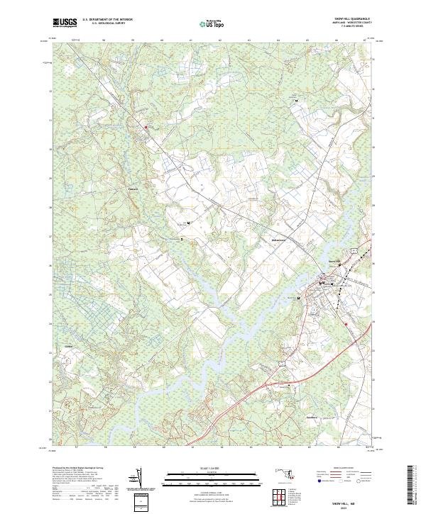 Snow Hill, MD — USGS 7.5-minute topo (2023)