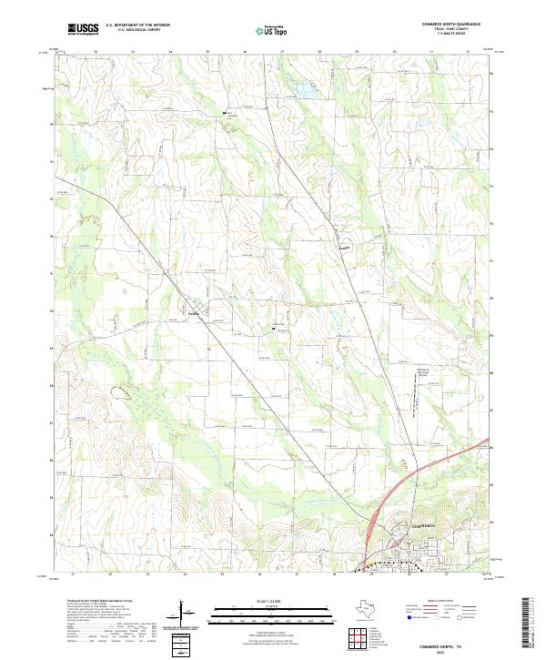 Commerce North, TX — USGS 7.5-minute topo (2022)