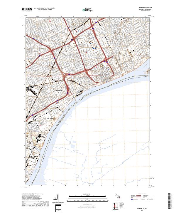 Detroit, MI-ON — USGS 7.5-minute topo (2023)