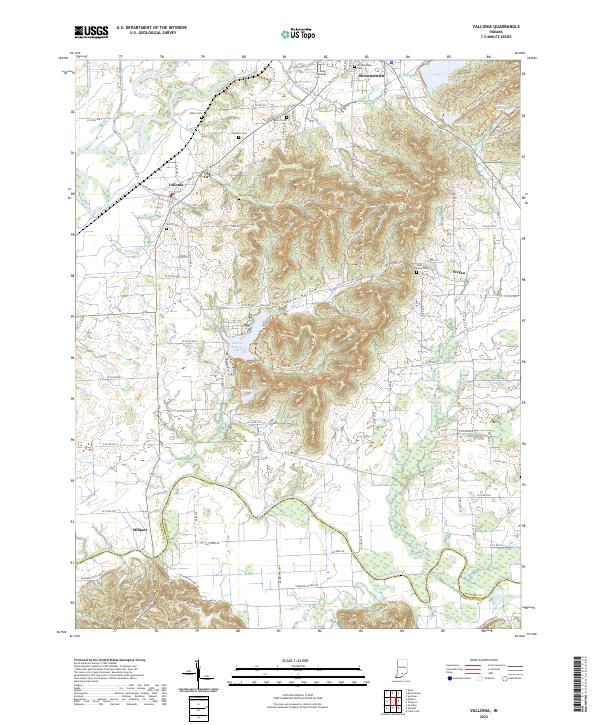 Vallonia, IN — USGS 7.5-minute topo (2022)