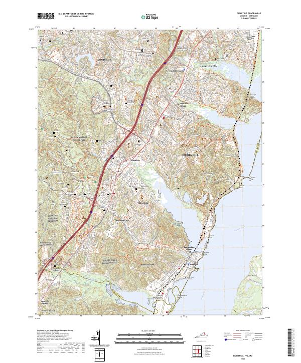 Quantico, VA-MD — USGS 7.5-minute topo (2022)