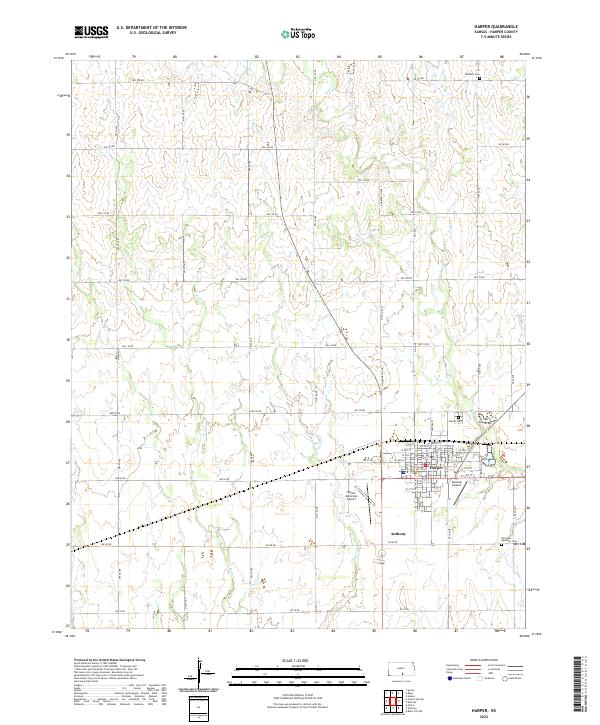 Harper, KS — USGS 7.5-minute topo (2022)