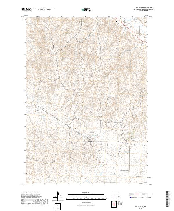 Pine Ridge SW, SD — USGS 7.5-minute topo (2021)